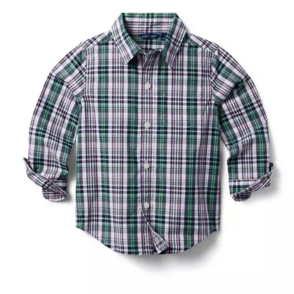 NWT Janie and Jack Plaid Poplin Shirt Size 8